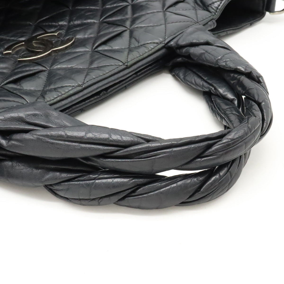 Chanel Quilted Leather Tote Bag with Coco Mark, Black in Good Condition