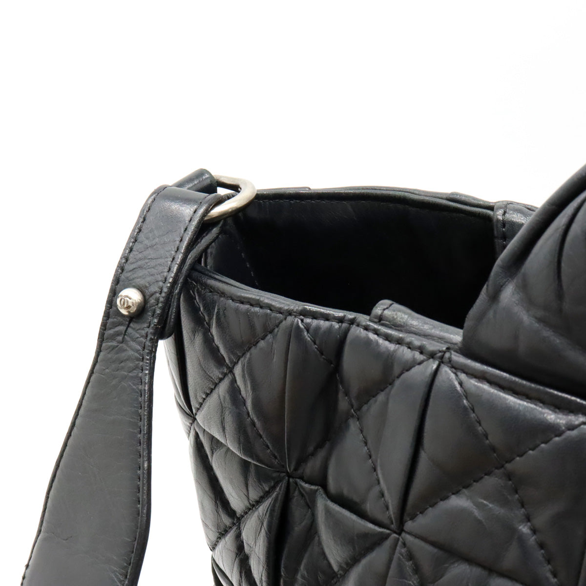 Chanel Quilted Leather Tote Bag with Coco Mark, Black in Good Condition