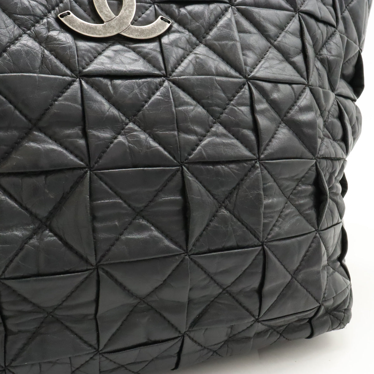 Chanel Quilted Leather Tote Bag with Coco Mark, Black in Good Condition