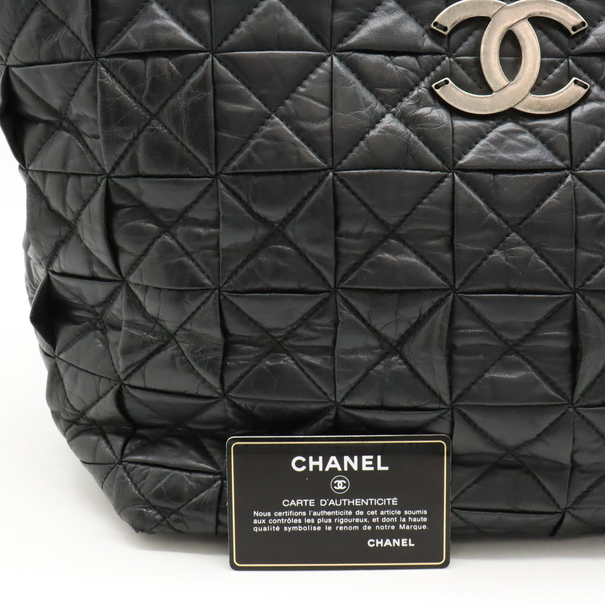 Chanel Quilted Leather Tote Bag with Coco Mark, Black in Good Condition