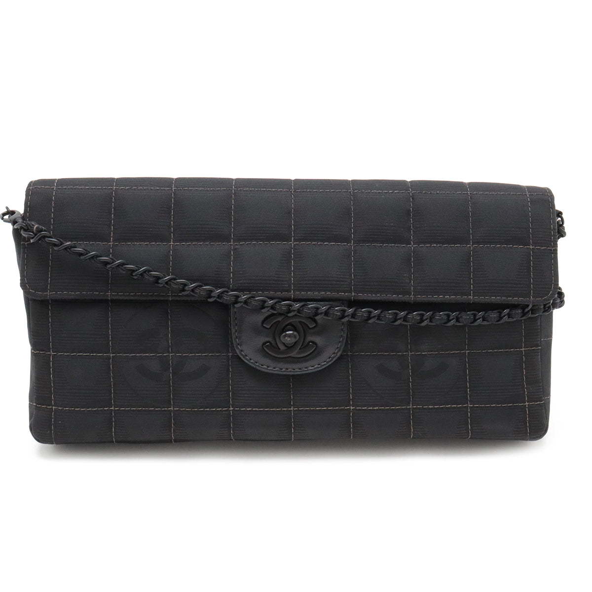 Chanel New Travel Line Nylon Jacquard/Leather Chain Shoulder Bag A15316 in Very Good Condition