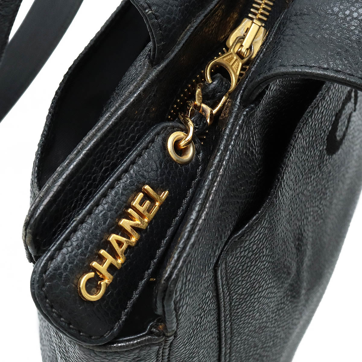 Chanel Caviar Leather Logo Tote Bag