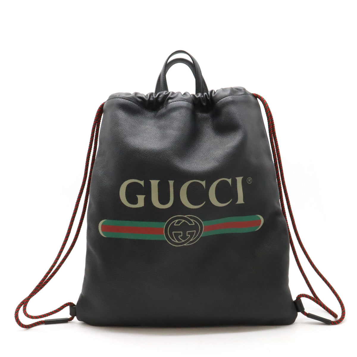 Gucci Leather Print Drawstring Backpack 2WAY 516639 in Great Condition