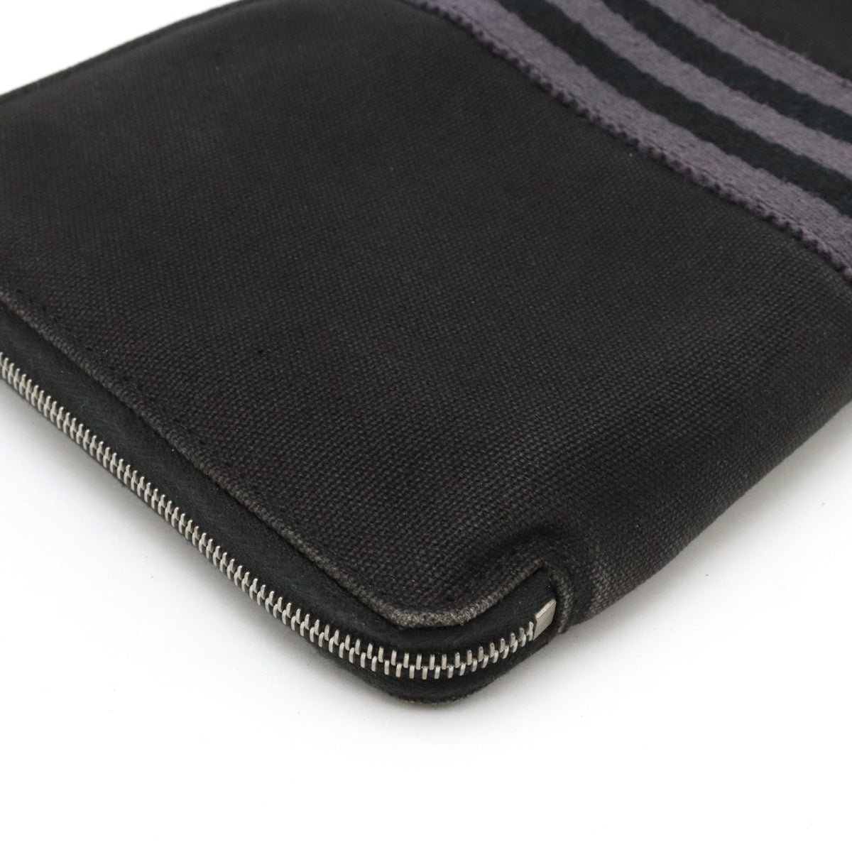 Hermes Canvas Zip Wallet Black Grey