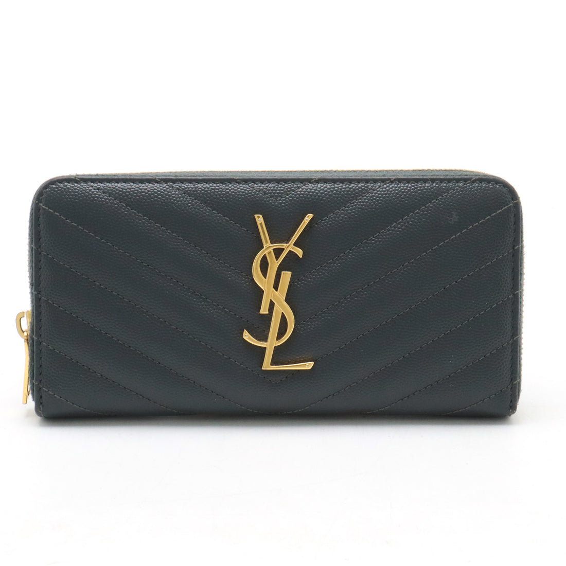 Yves Saint Laurent Leather Monogram Zip-Around Wallet 358094