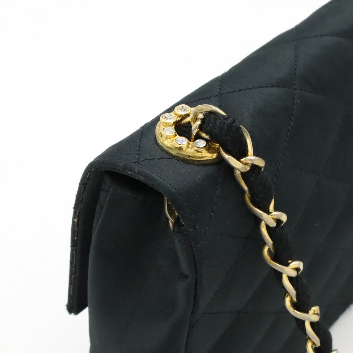 Chanel Satin Rhinestone Matelasse Chain Shoulder Bag