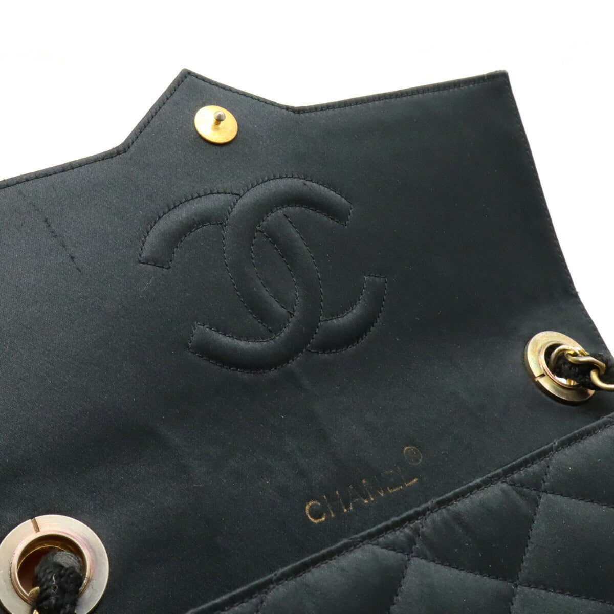 Chanel Satin Rhinestone Matelasse Chain Shoulder Bag