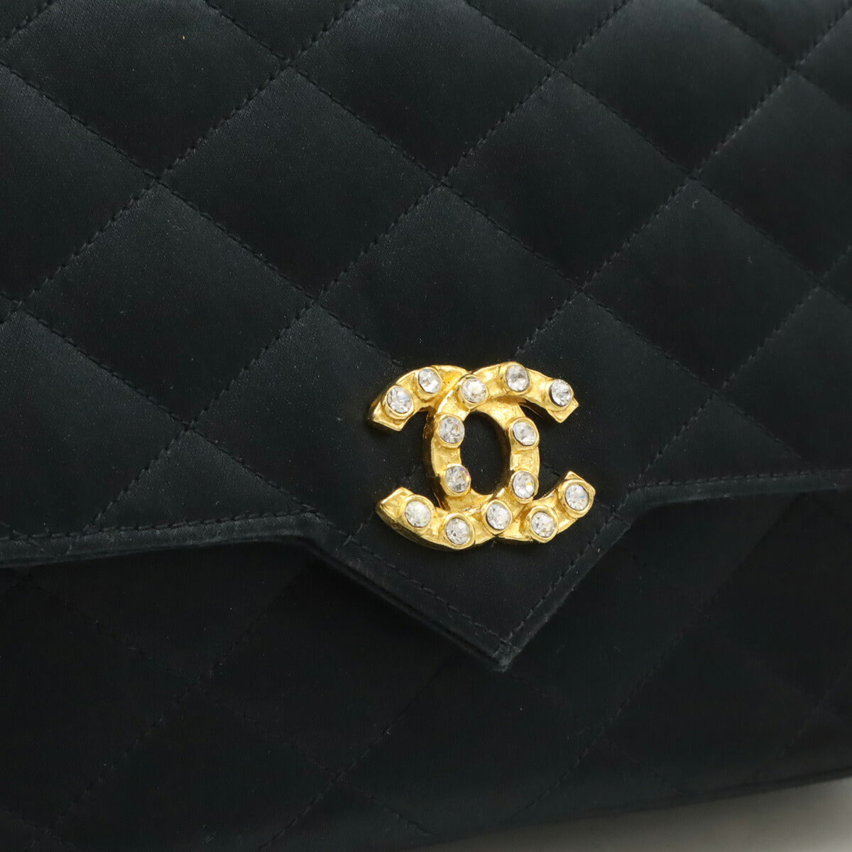 Chanel Satin Rhinestone Matelasse Chain Shoulder Bag