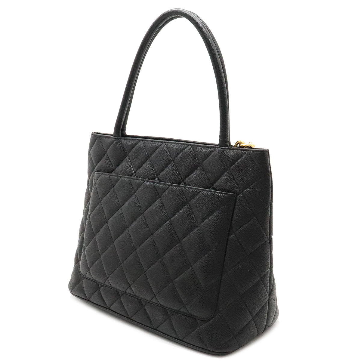 Chanel Caviar Skin Matelasse Coco Mark Tote Bag Black