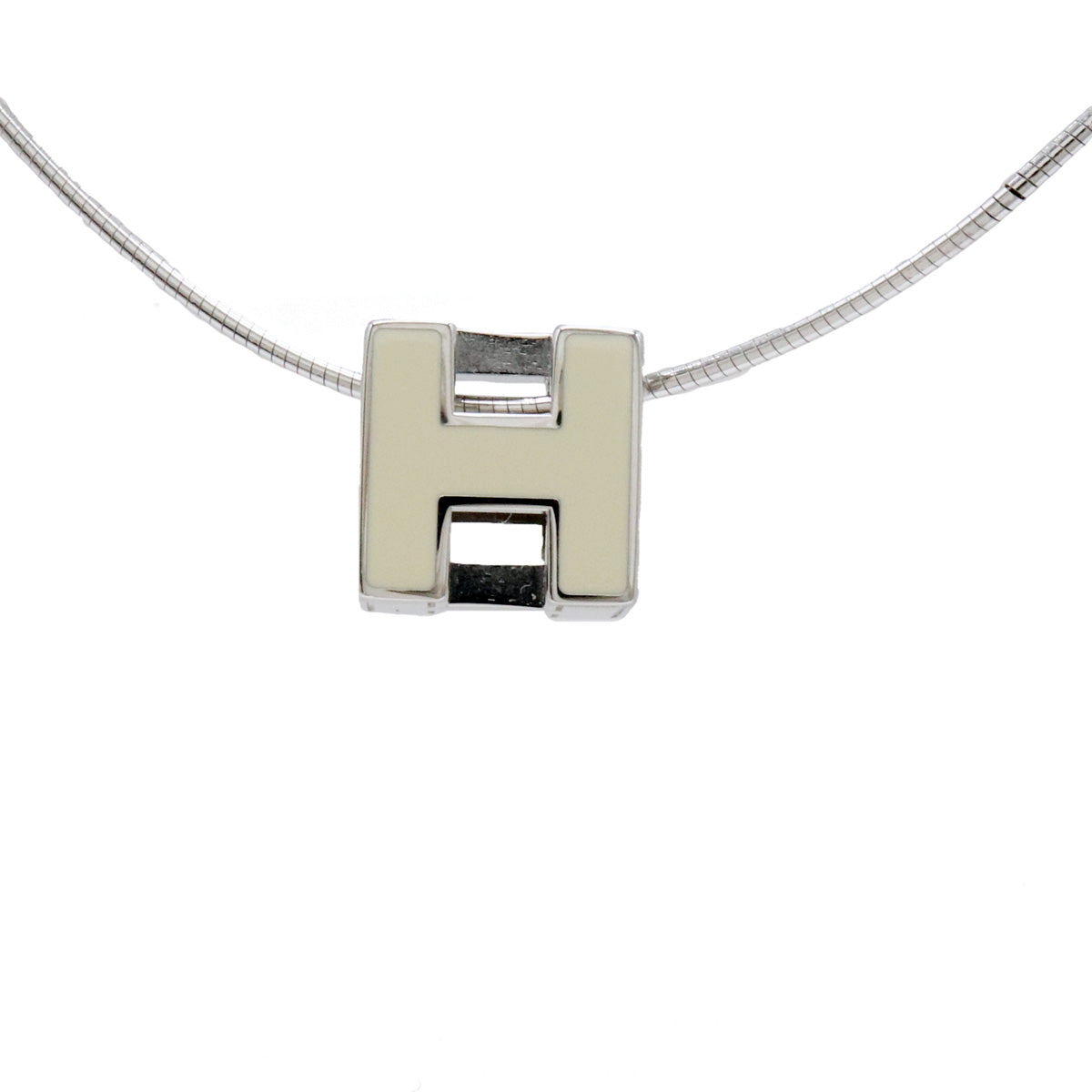 Hermes H Cube Logo Necklace Choker Ivory