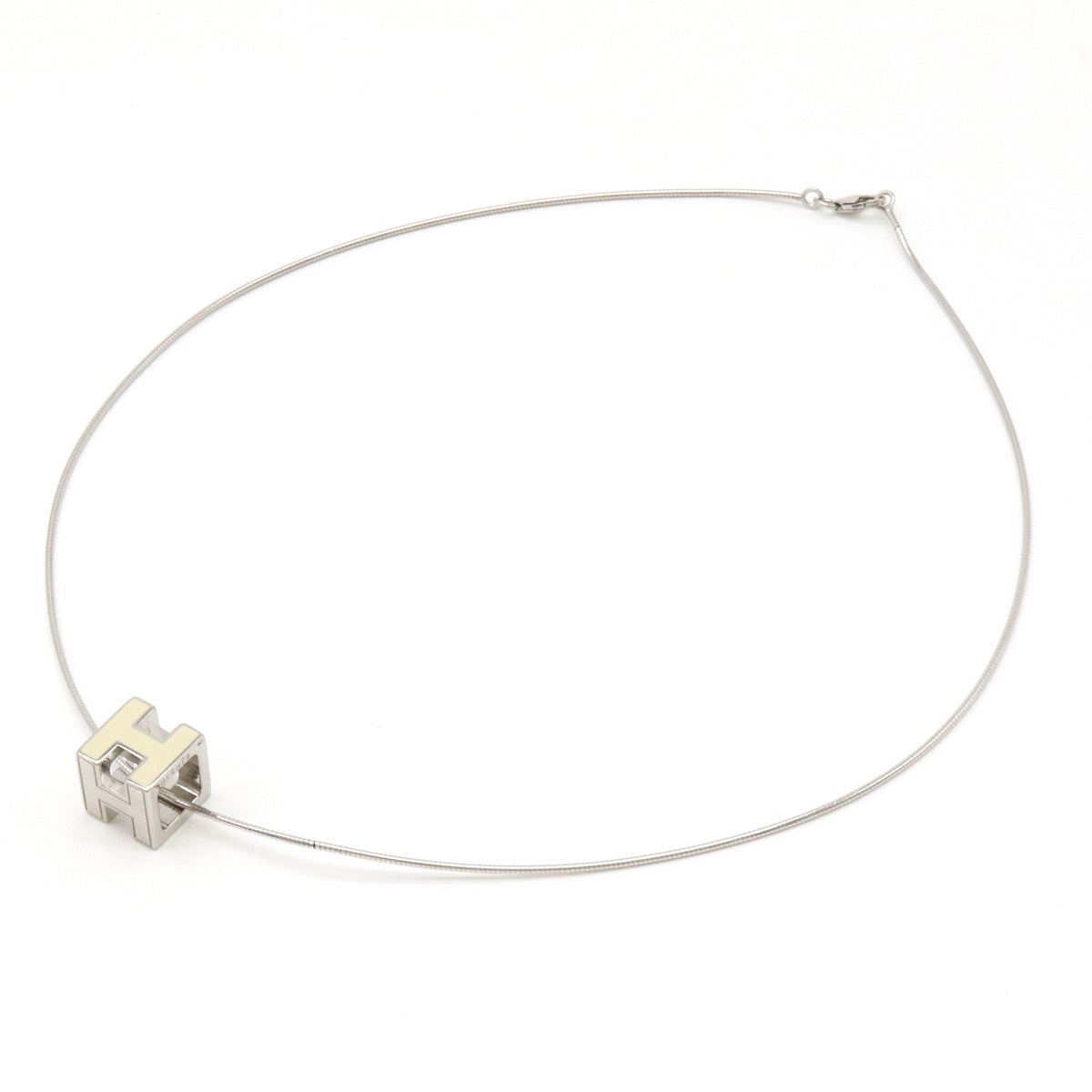 Hermes H Cube Logo Necklace Choker Ivory