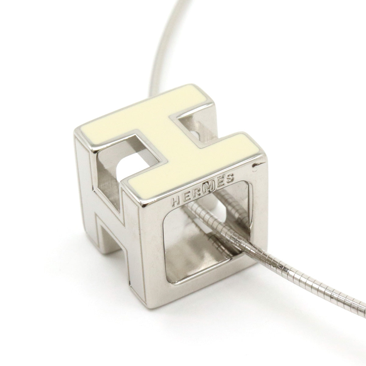 Hermes H Cube Logo Necklace Choker Ivory