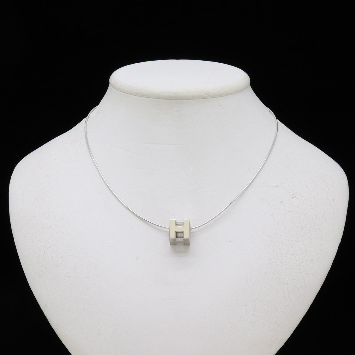 Hermes H Cube Logo Necklace Choker Ivory