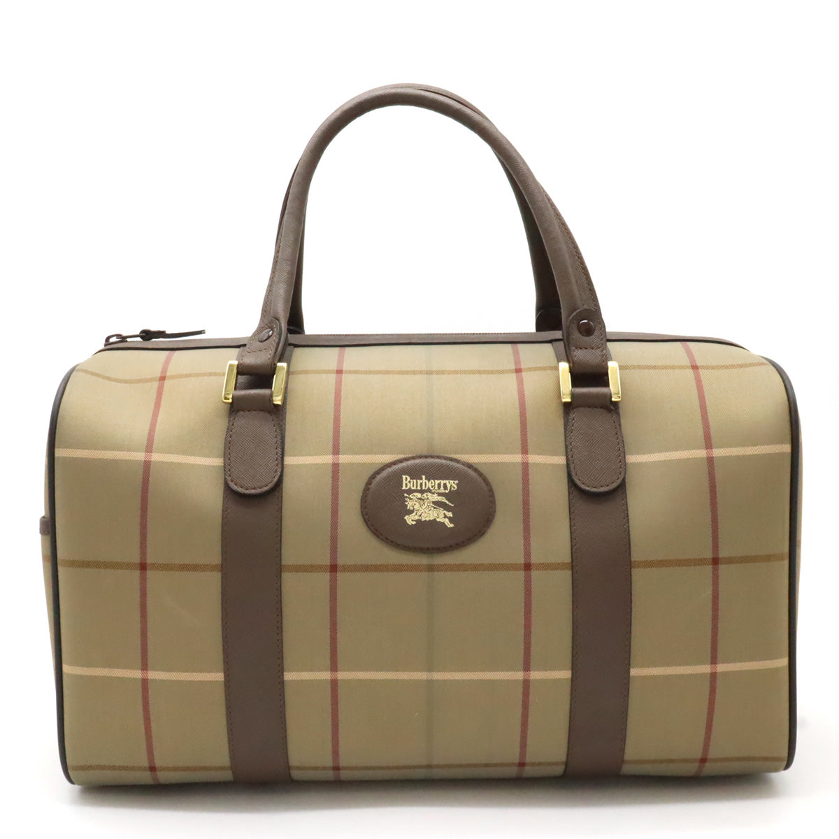 Burberry Check Canvas/Leather Boston Travel Bag in Great Condition