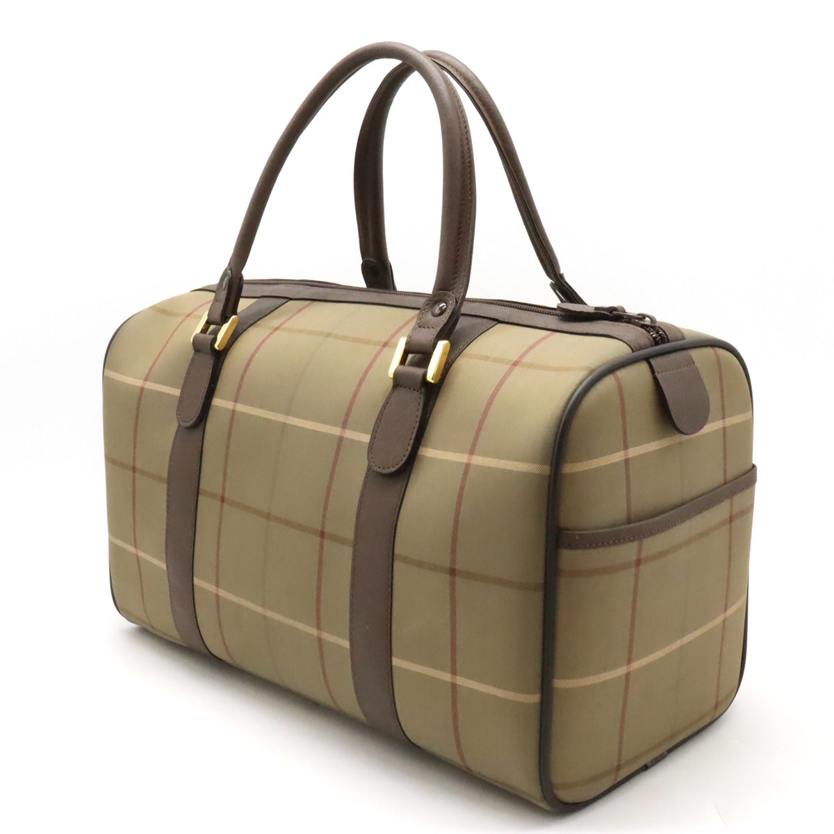 Burberry Check Canvas/Leather Boston Travel Bag in Great Condition