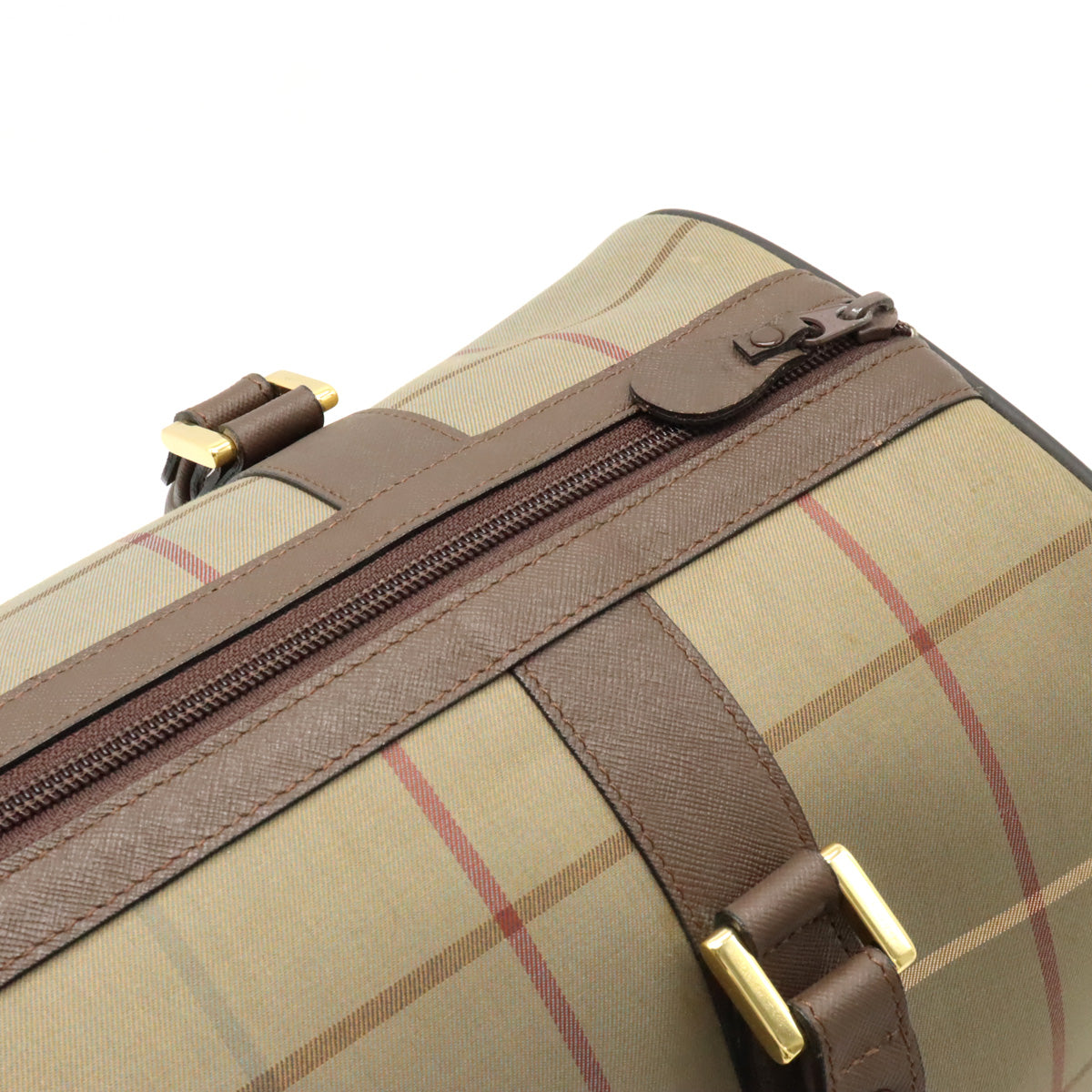 Burberry Check Canvas/Leather Boston Travel Bag in Great Condition