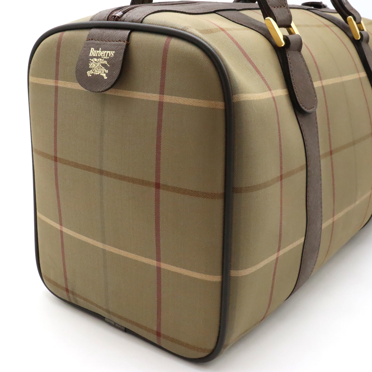 Burberry Check Canvas/Leather Boston Travel Bag in Great Condition