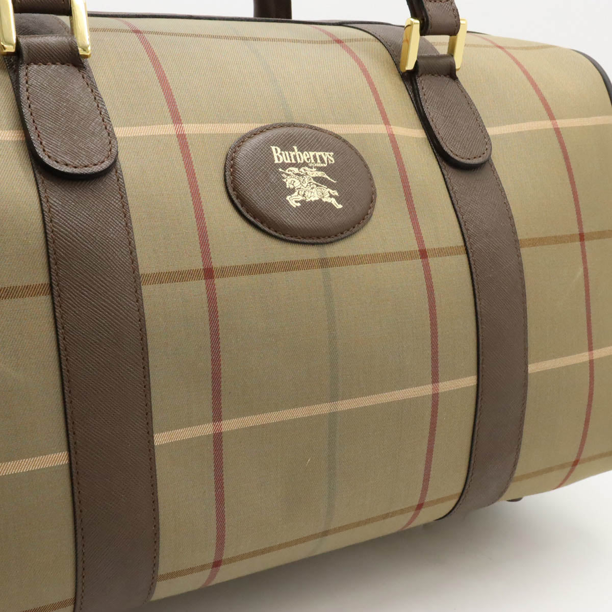 Burberry Check Canvas/Leather Boston Travel Bag in Great Condition