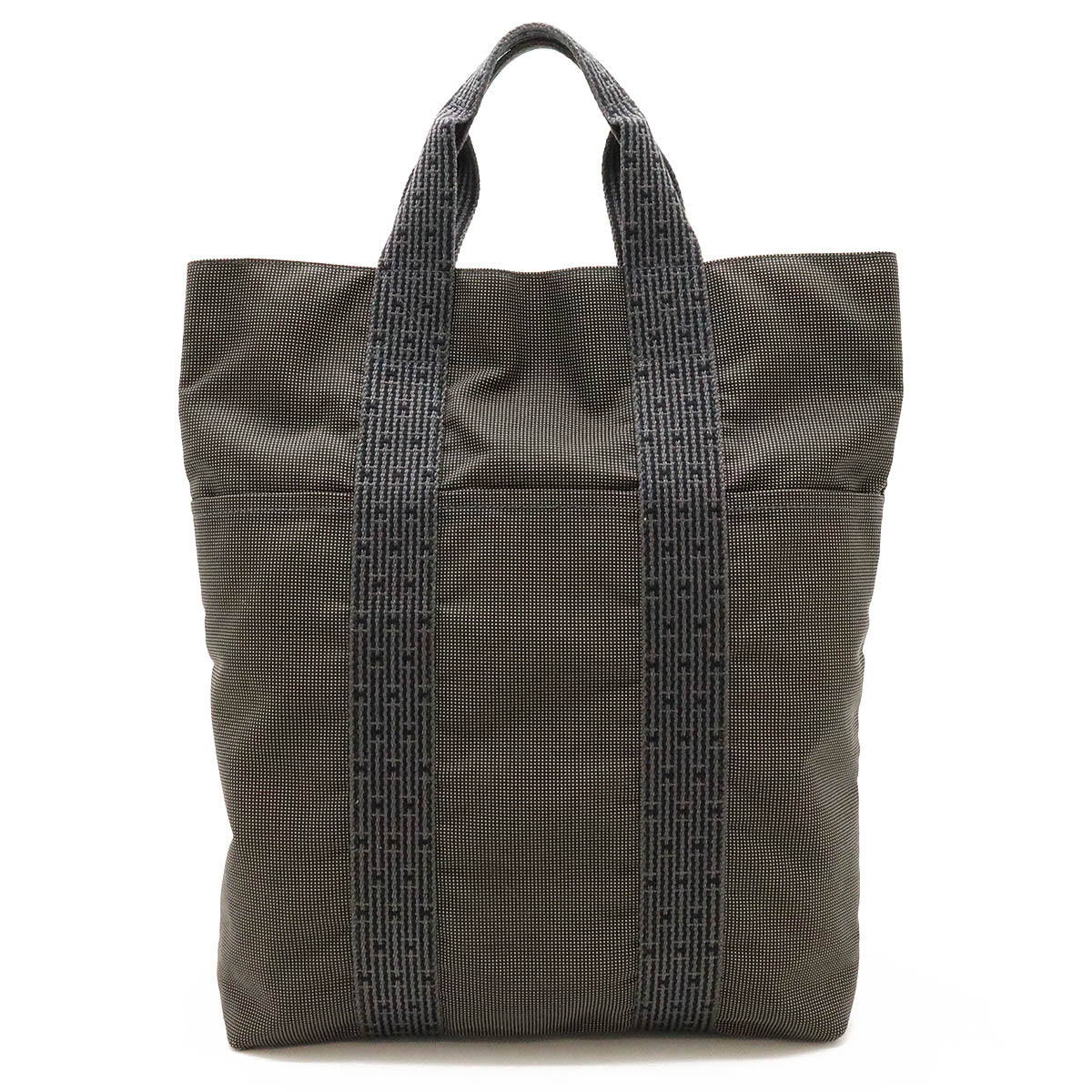 Hermes Canvas Cabas Tote Bag Gray Black