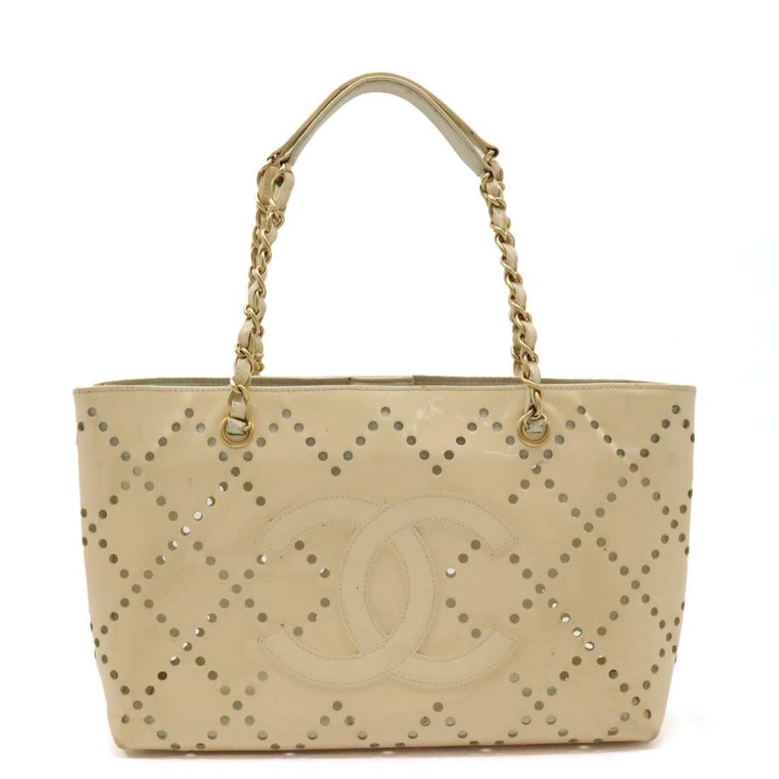 Chanel Coco Mark Punching Patent Leather Tote Bag