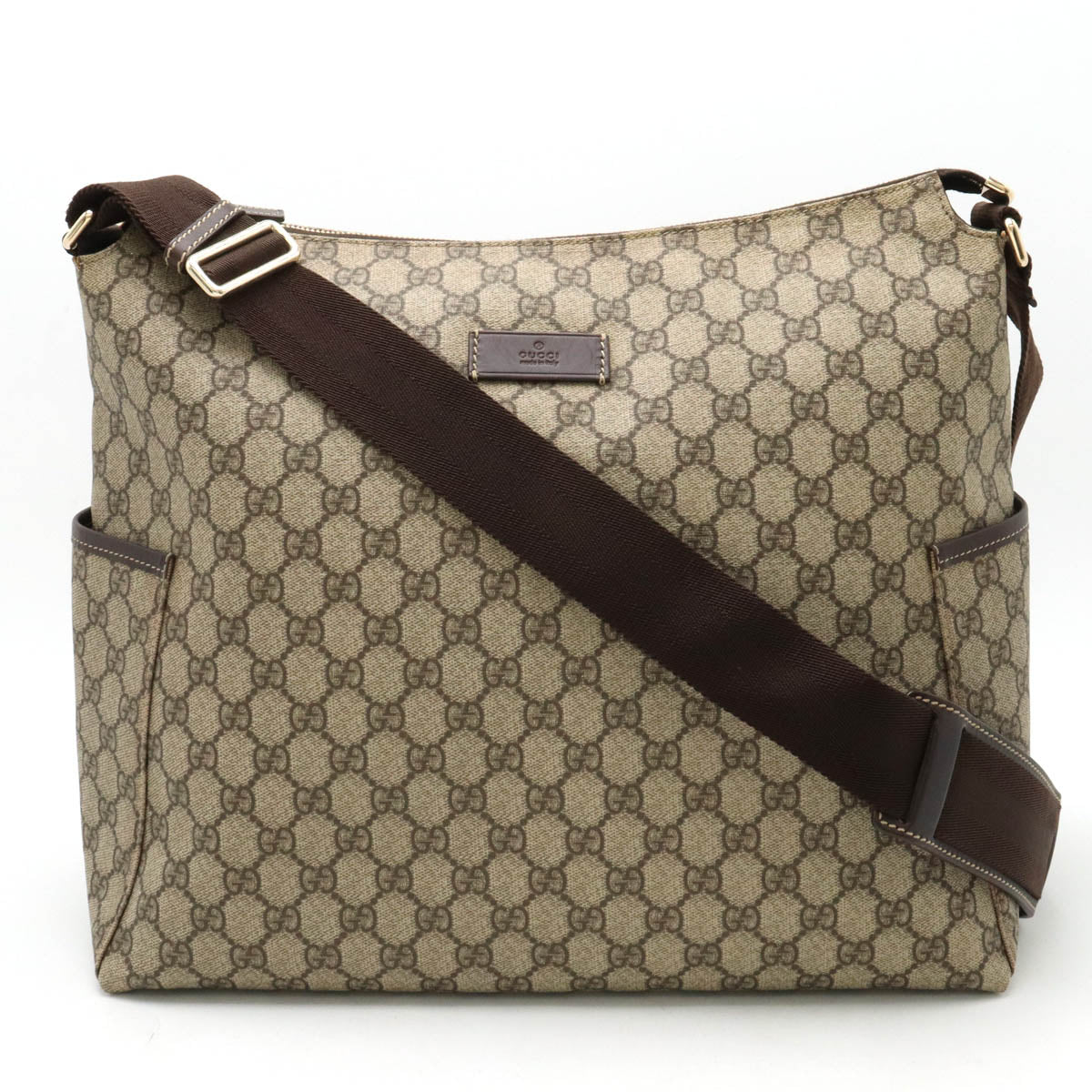 Gucci GG Supreme Messenger Bag Beige Brown