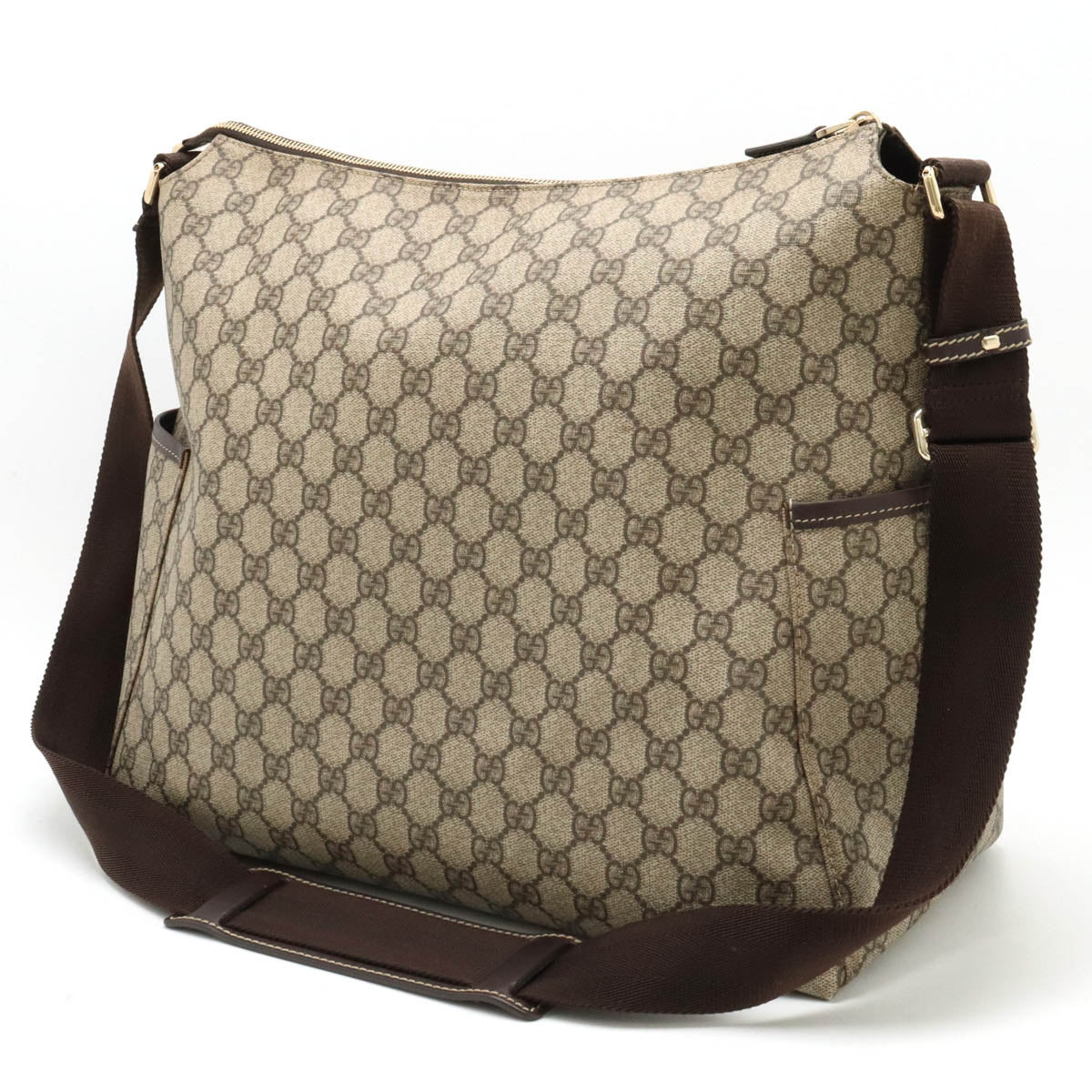 Gucci GG Supreme Messenger Bag Beige Brown