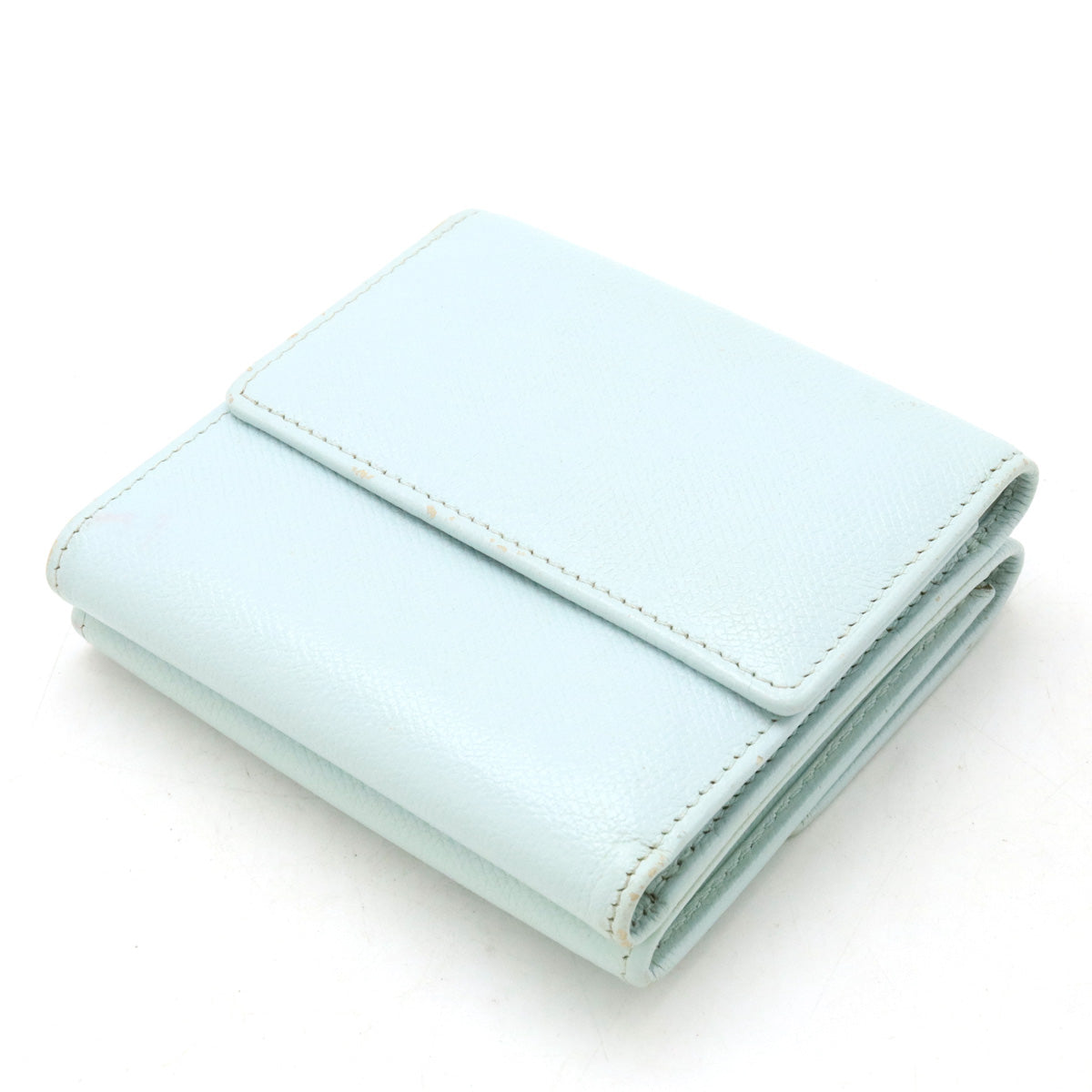 Chanel Leather Tri-Fold Wallet Light Mint Blue