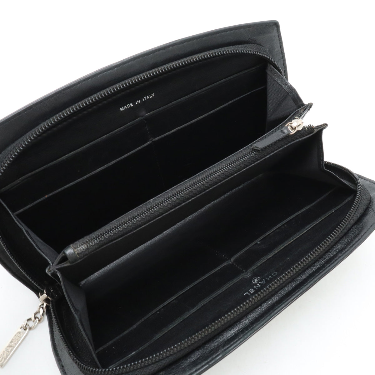 Chanel Patent Leather Round Zip Wallet Black