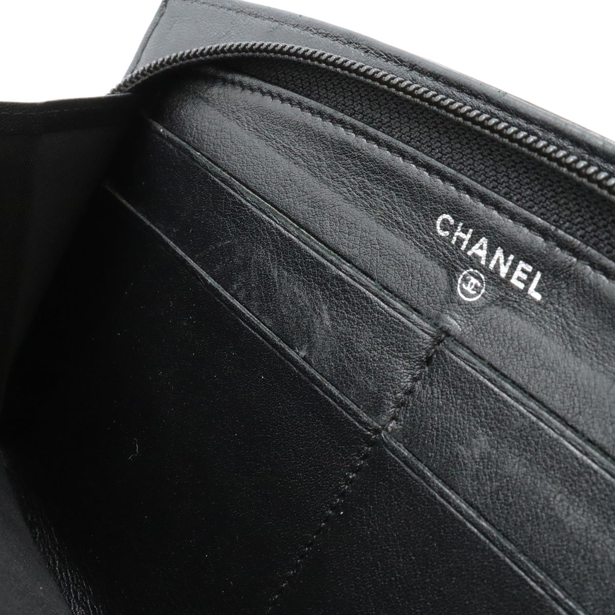 Chanel Patent Leather Round Zip Wallet Black