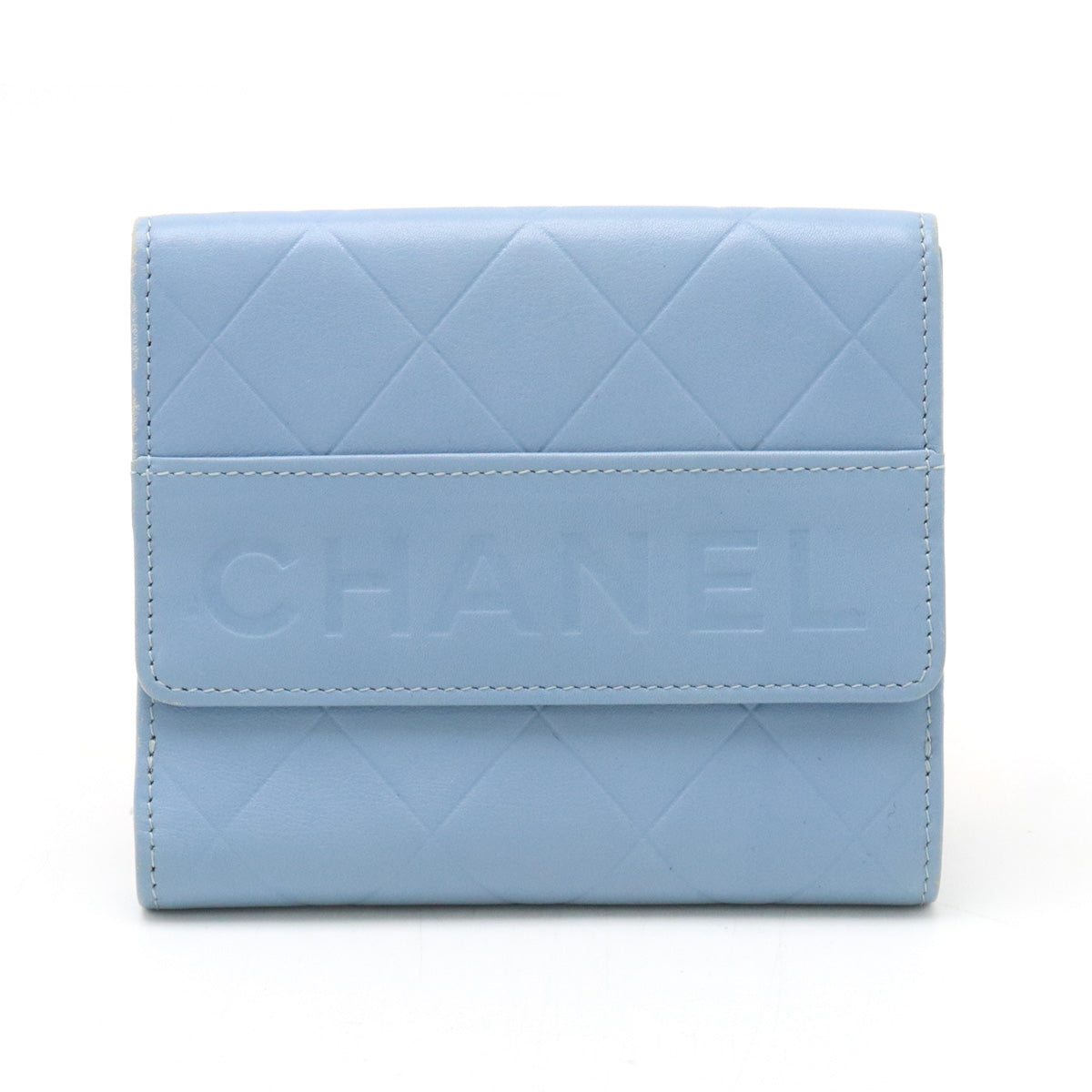 Chanel Leather Matelasse Logo Bifold Wallet in Great Condition