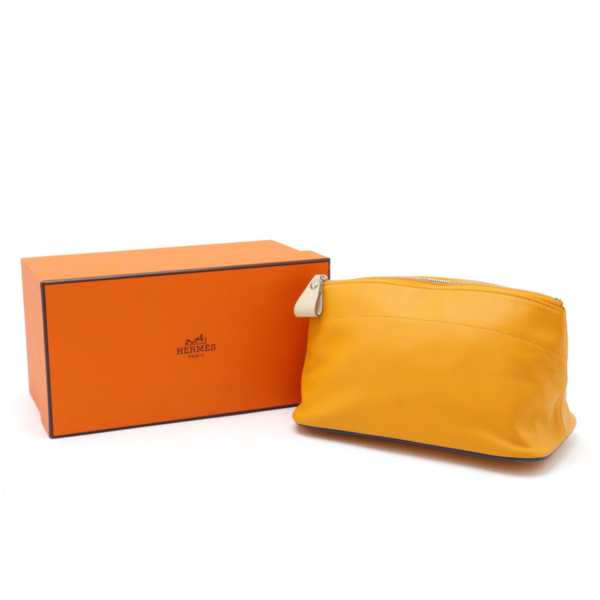 Hermes Toubouyou MM Leather Pouch Orange