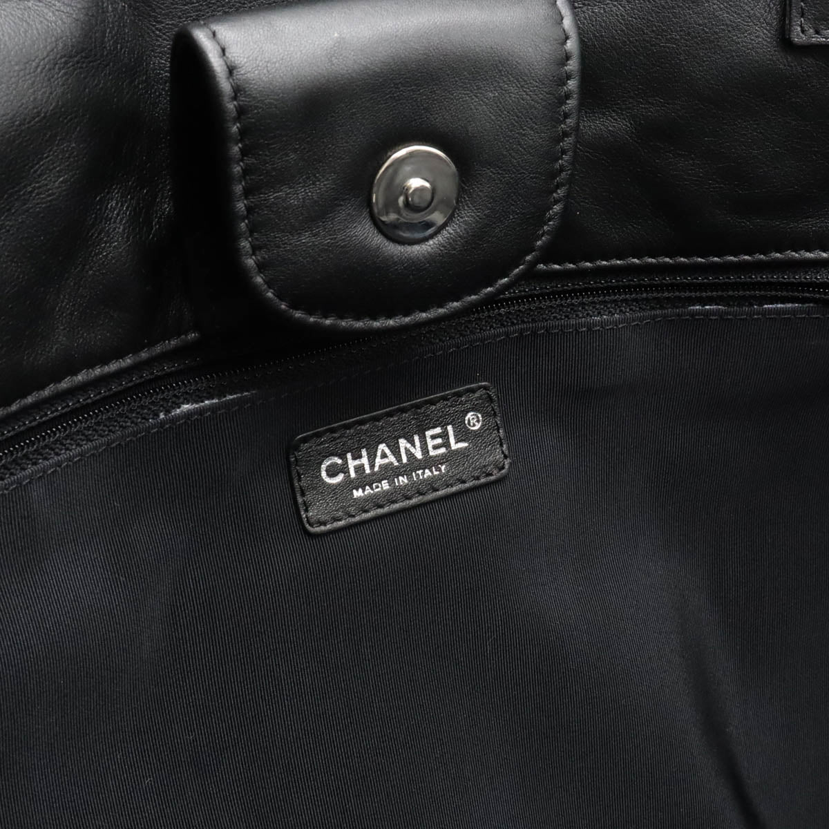 Chanel Camellia Canvas Leather Tote Bag