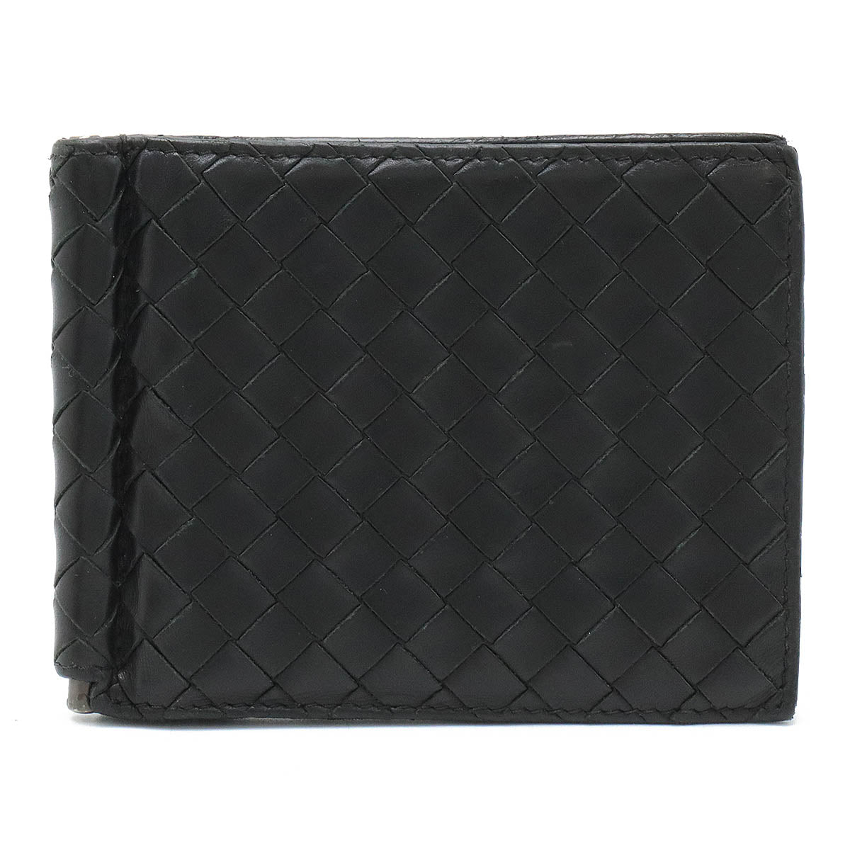 Bottega Veneta Leather Intrecciato Money Clip Bifold Wallet 123180 in Good Condition