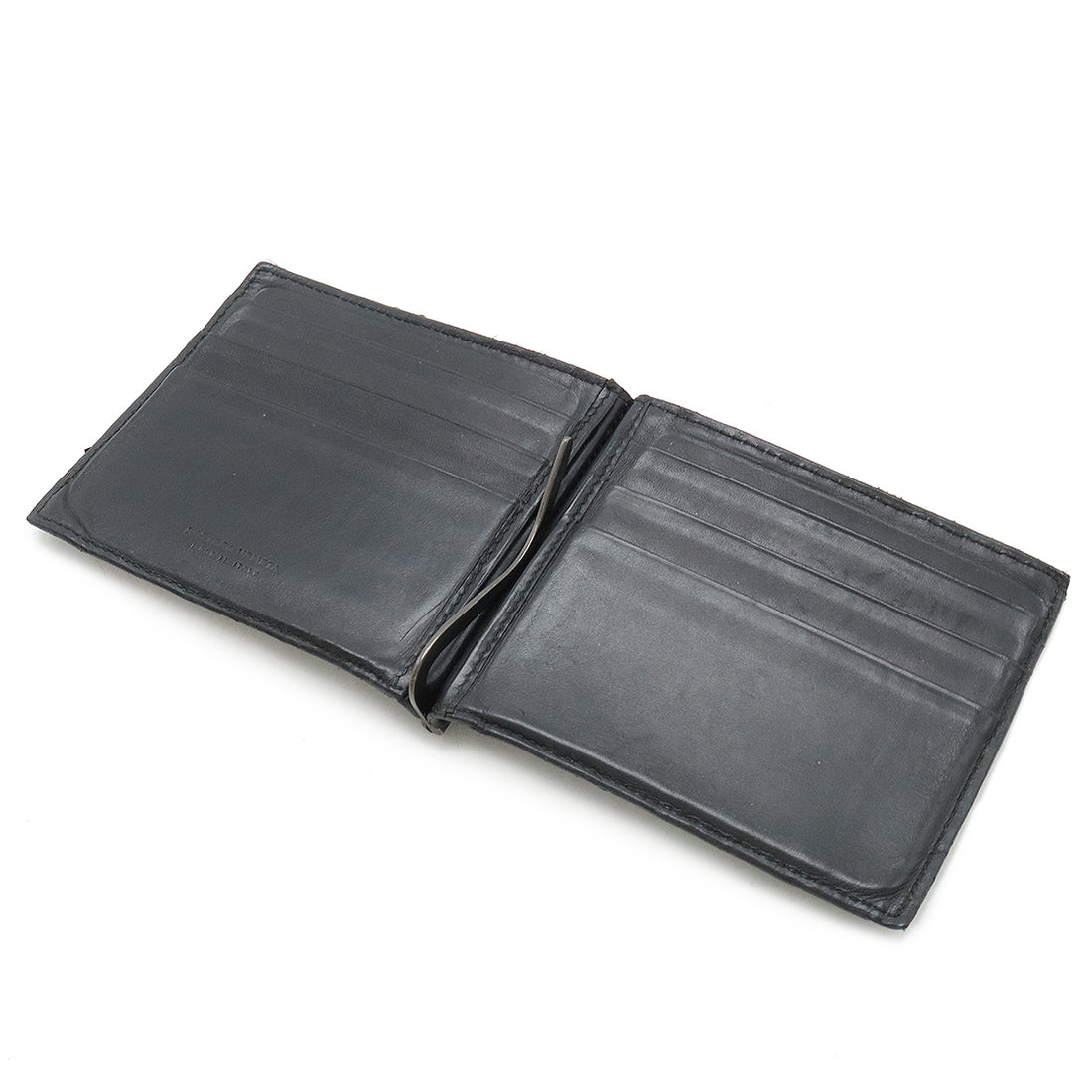 Bottega Veneta Leather Intrecciato Money Clip Bifold Wallet 123180