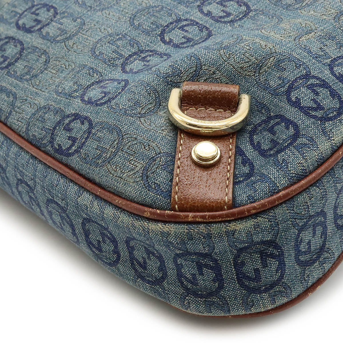 Gucci Denim Canvas Leather Shoulder Bag Interlocking G GG Logo