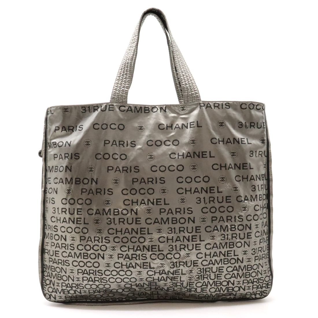 Chanel Nylon Logo Tote Bag Silver