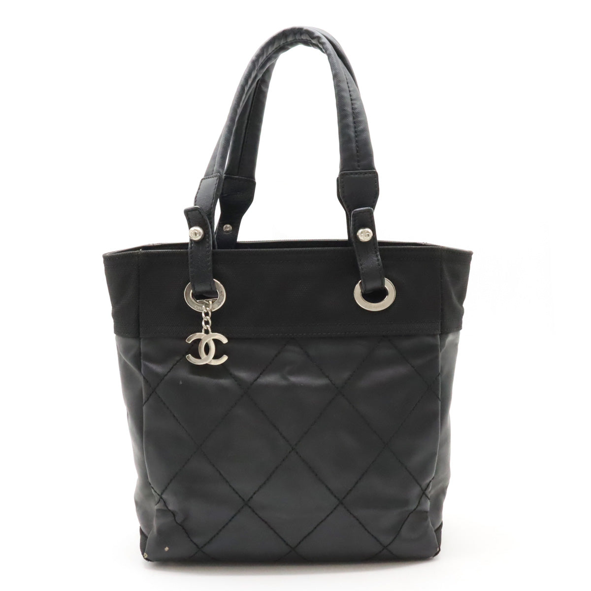 Chanel Paris Biarritz Tote PM Coated Canvas/Leather A34208 in Good Condition