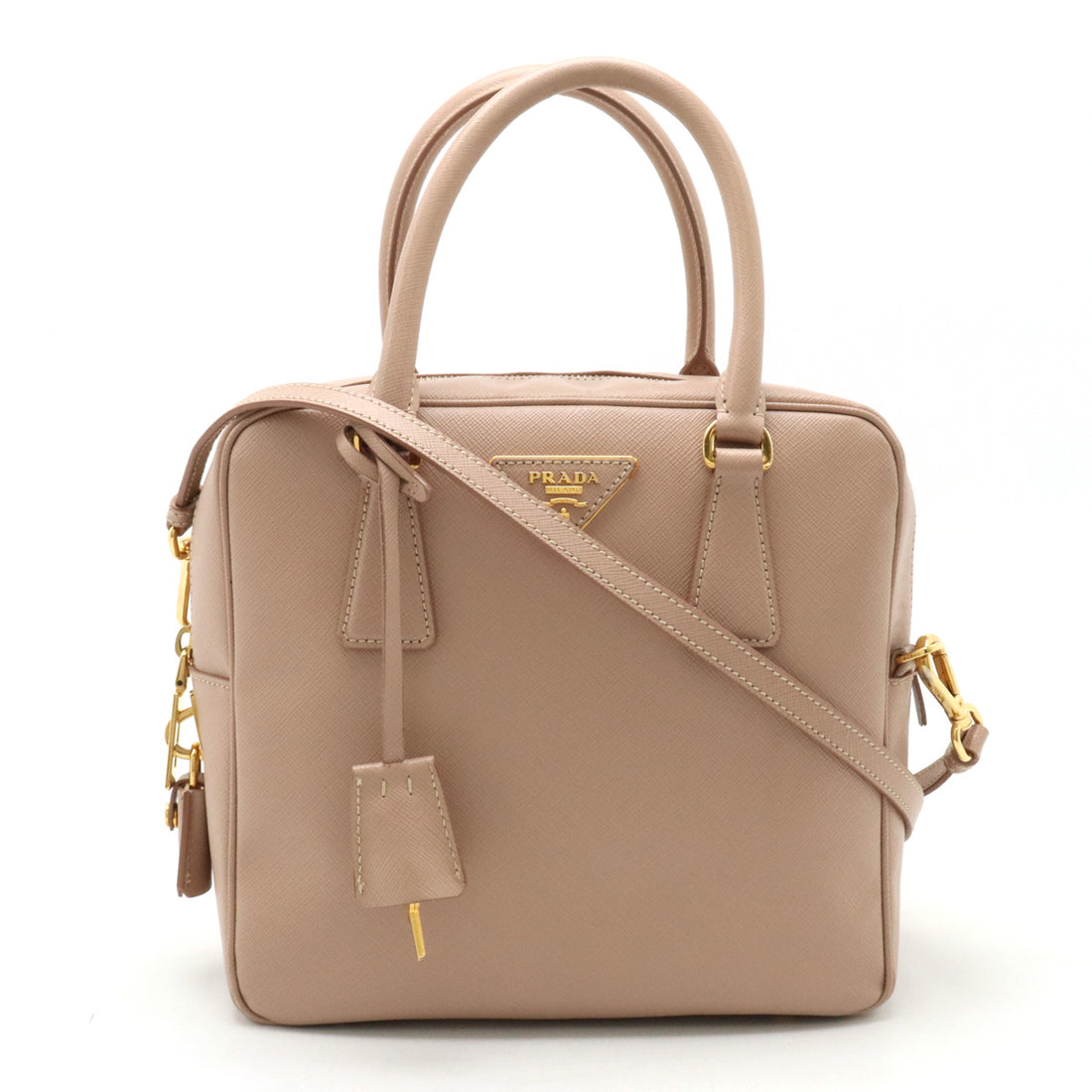 Prada Saffiano Leather 2WAY Handbag Beige in Very Good Condition