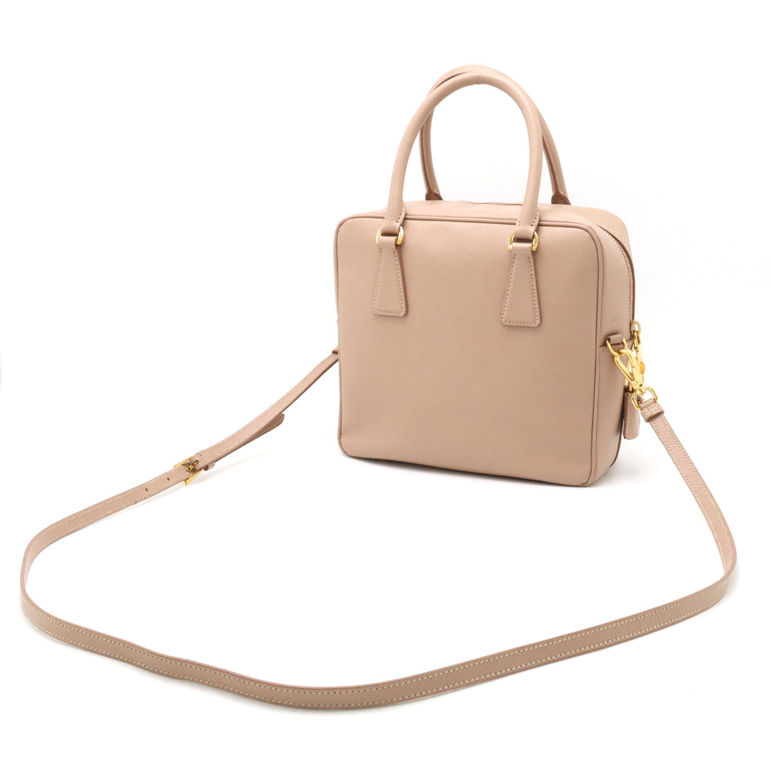 Prada Saffiano Leather 2WAY Handbag Beige in Very Good Condition