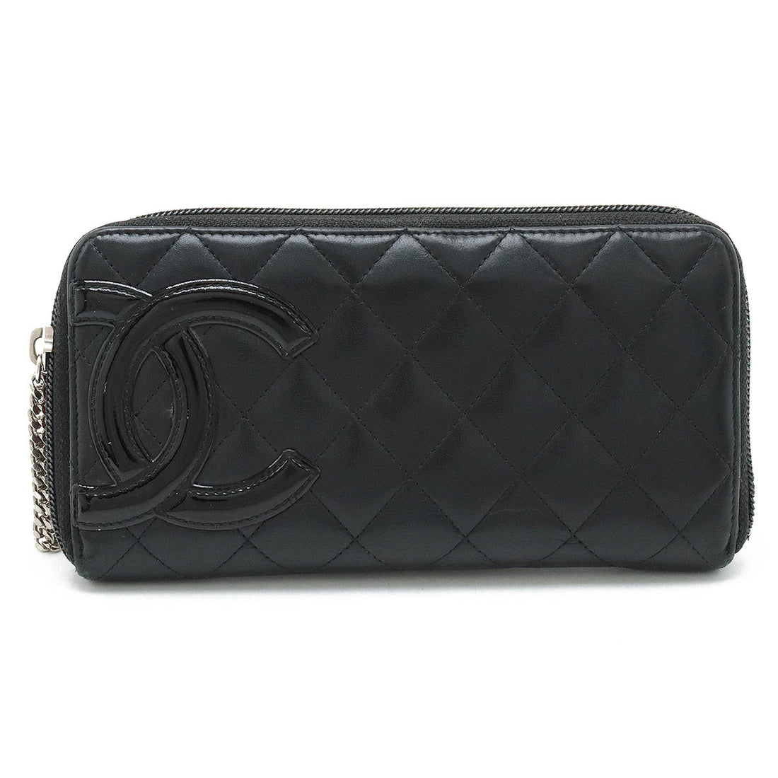 Chanel Cambon Line Coco Mark Long Wallet Black Pink in Good Condition