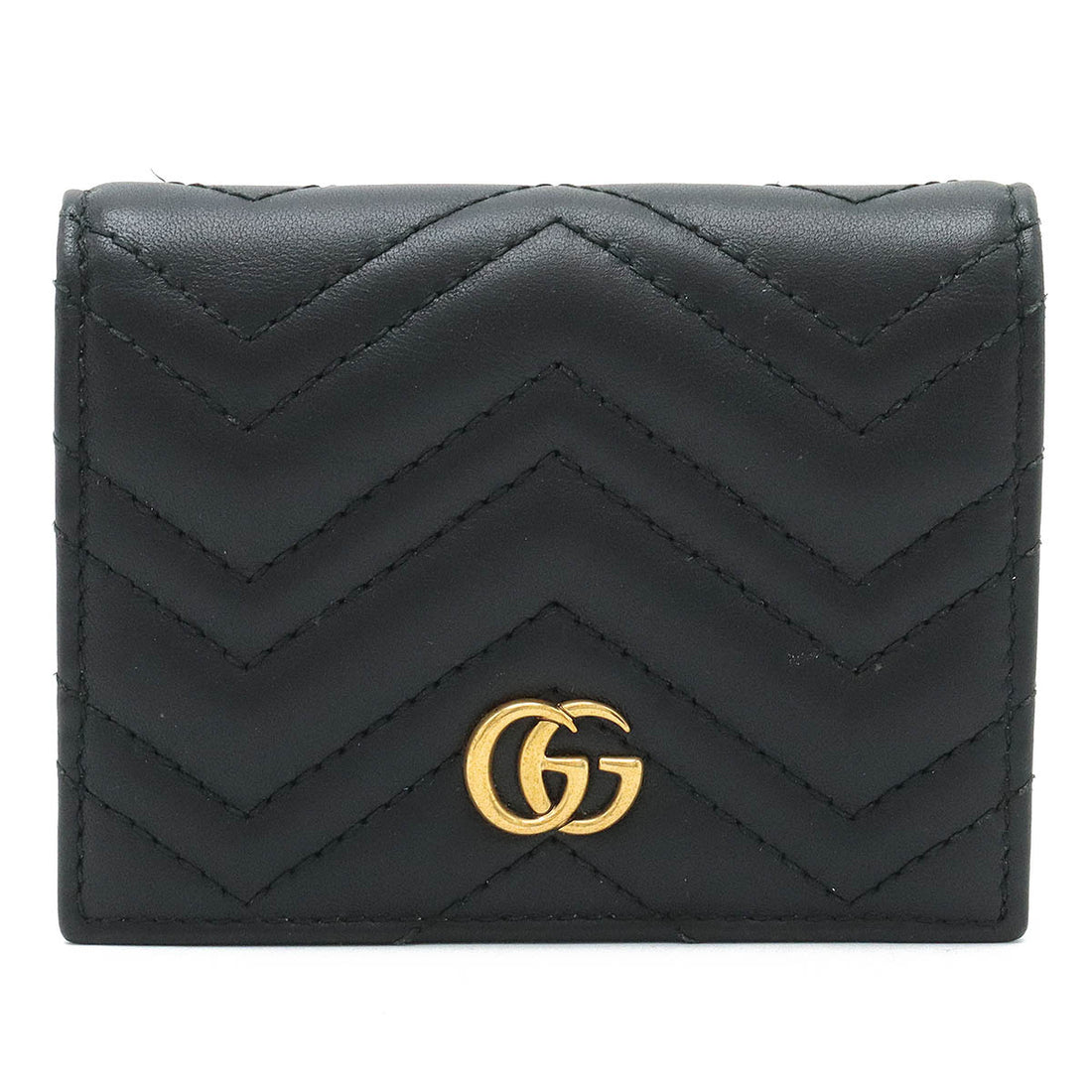 Gucci Leather GG Marmont Quilted Bifold Wallet Black