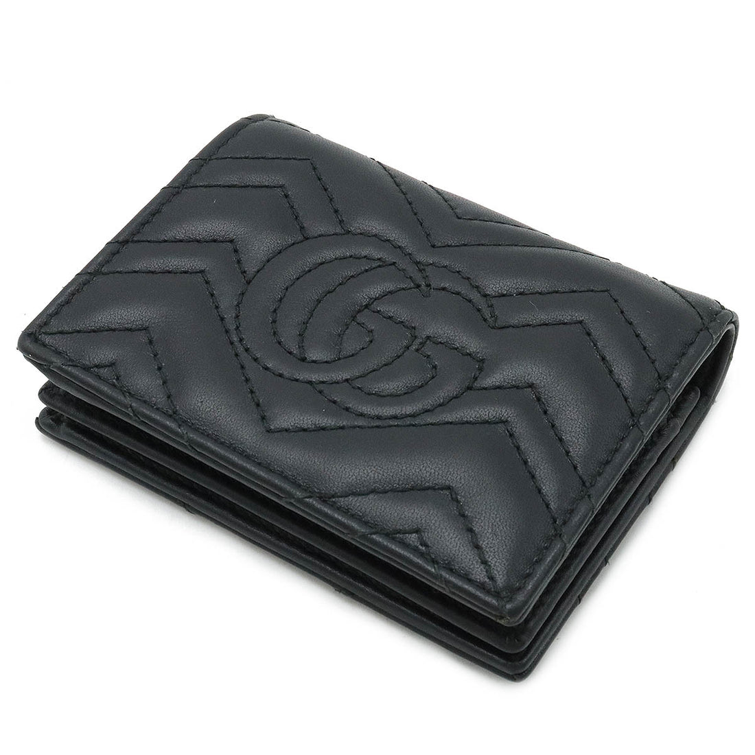 Gucci Leather GG Marmont Quilted Bifold Wallet Black