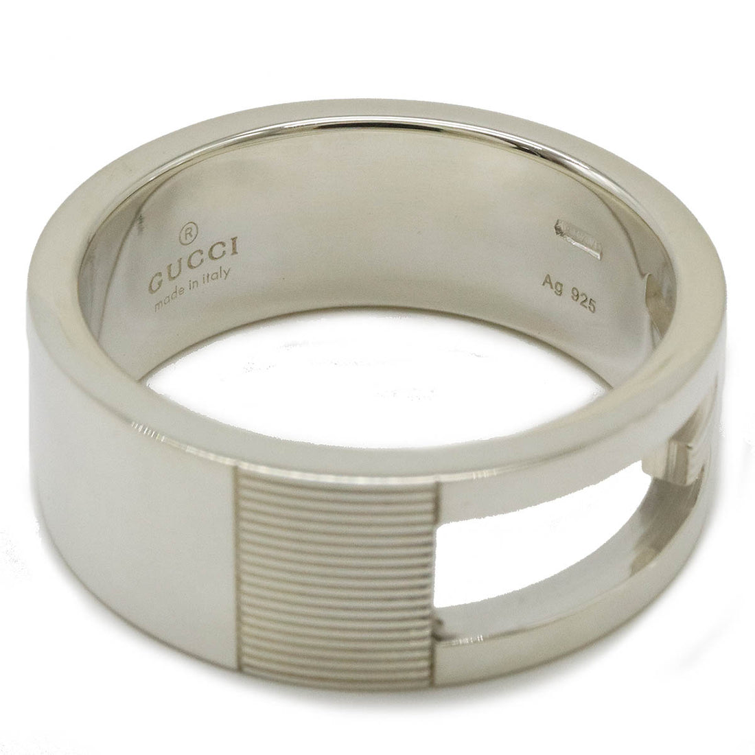 Gucci Branded G Open Ring Ag925 Silver