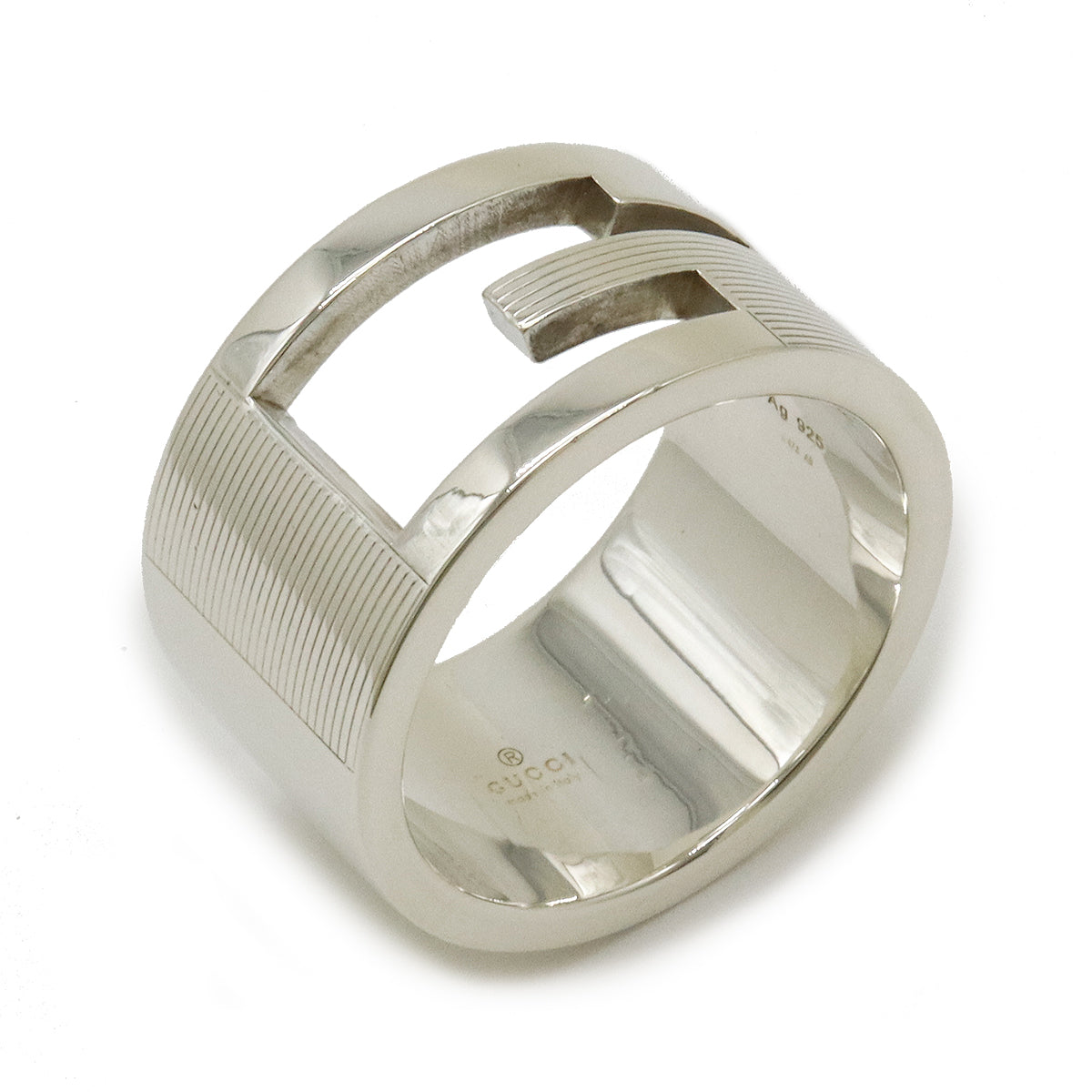 Gucci Branded G Wide Ring Open G Ring Ag925 Silver