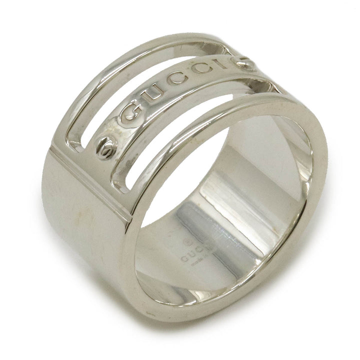 Gucci Ag925 Logo Wide Ring Silver in Pristine Condition