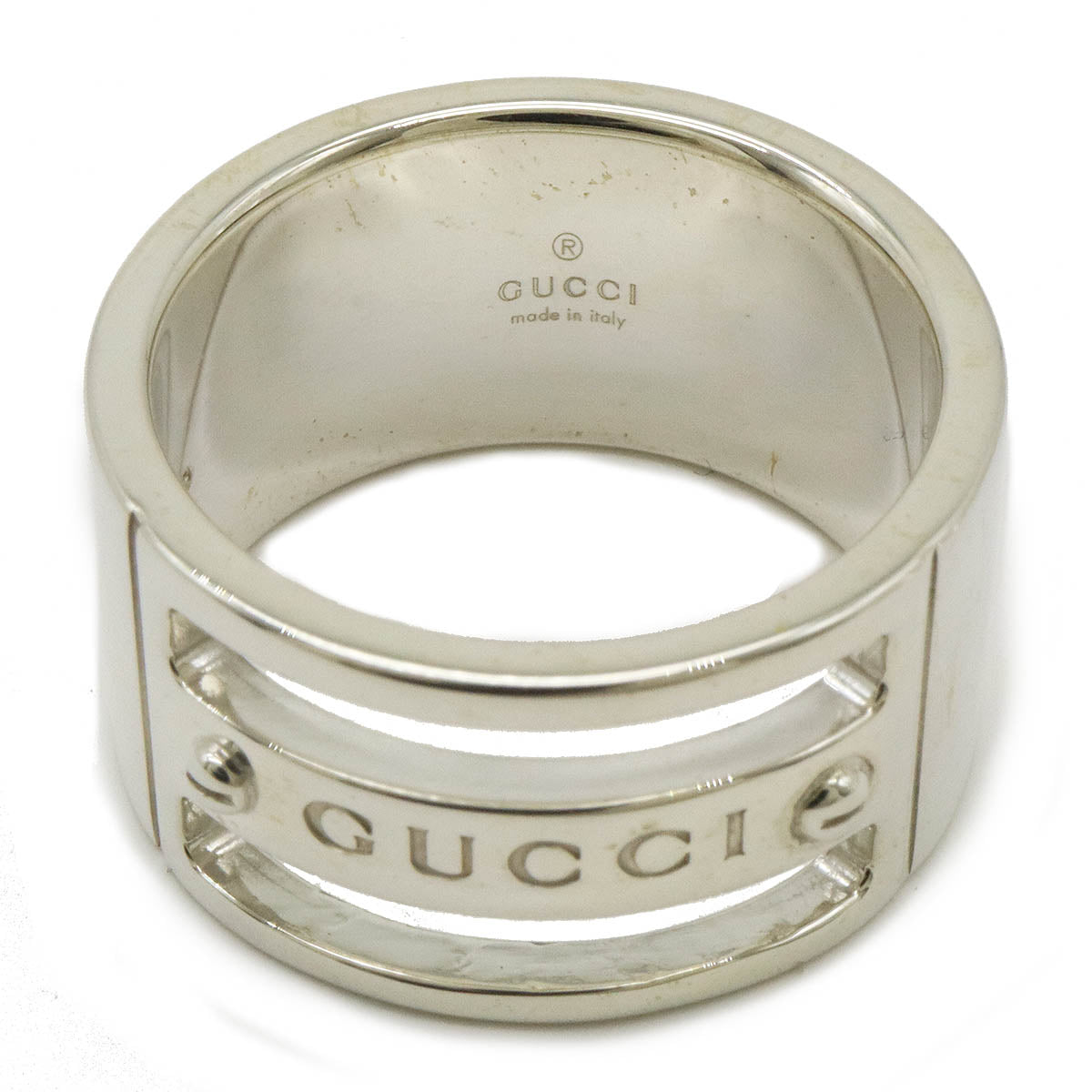 Gucci Ag925 Logo Wide Ring Silver in Pristine Condition