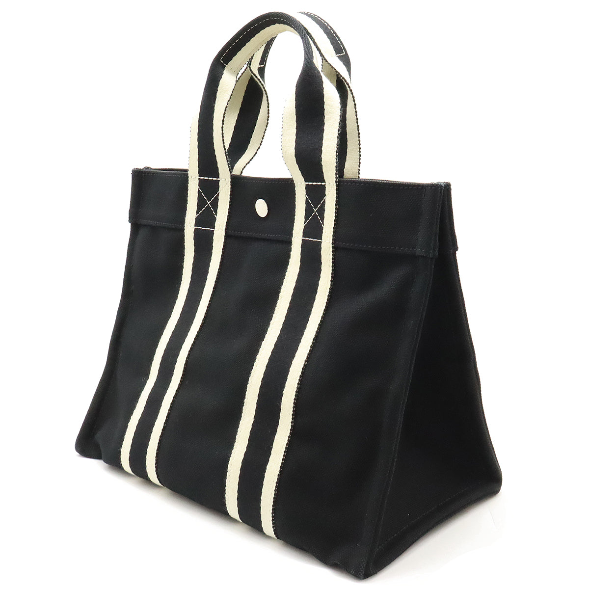 Hermes Bora Bora PM Canvas Tote Bag Black White