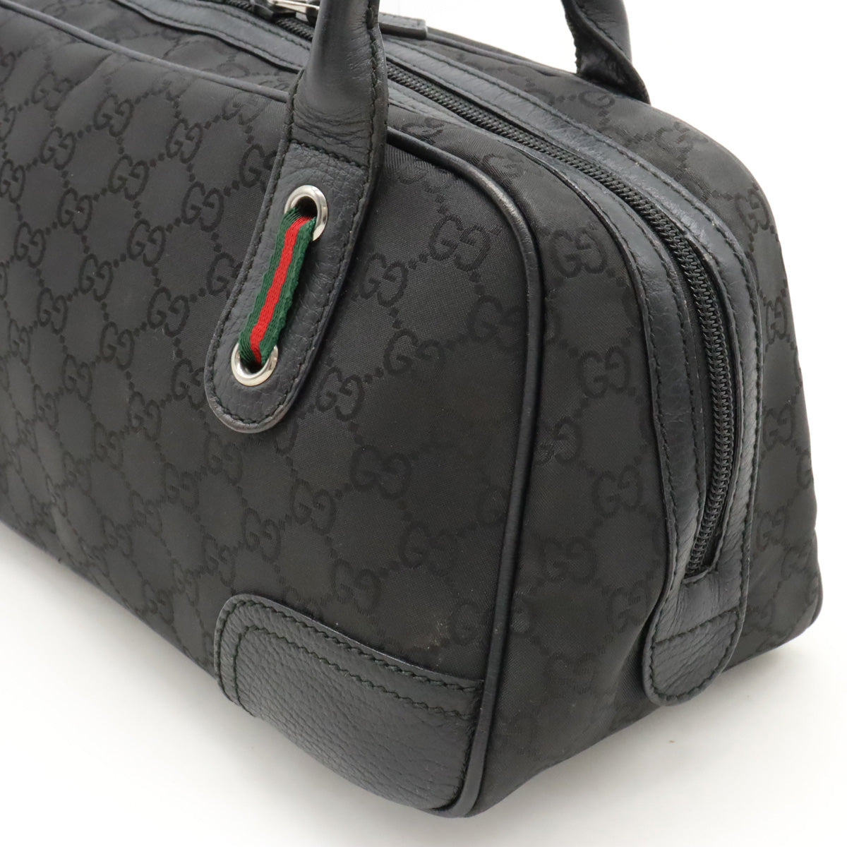 Gucci Nylon Leather GG Shoulder Bag Black