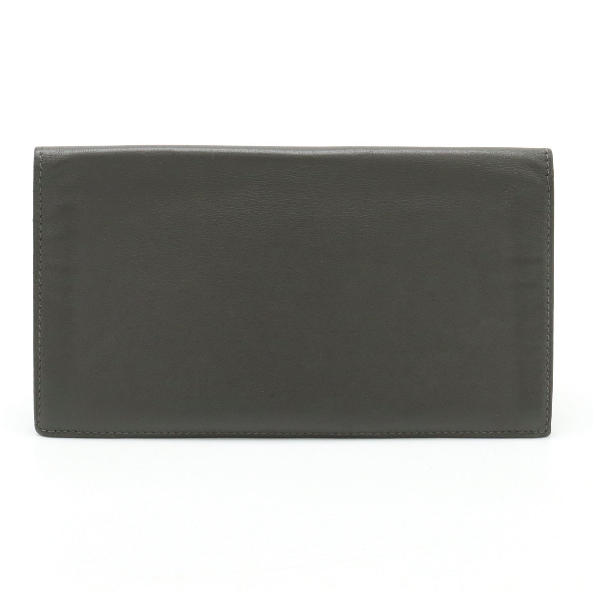 Hermes Leather Silk Long Wallet Dark Gray