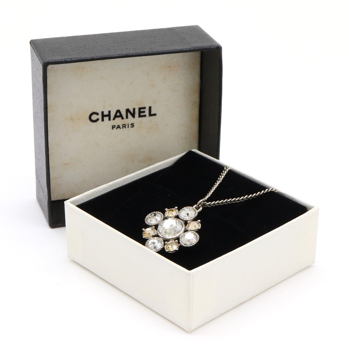 Chanel Coco Mark Necklace Metal Rhinestone in Great Condition